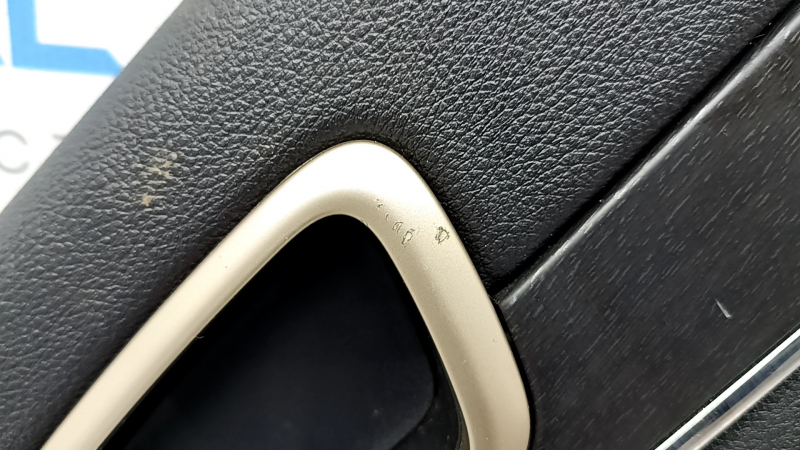 Door trim card rear left Jeep Grand Cherokee WK2 17- black, with black insert leather, armrest leather, molding with chrome, under matte black wood, scratches, for cleaning, whitened plastic Used