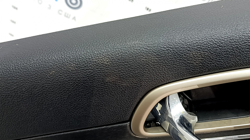 Door trim card rear left Jeep Grand Cherokee WK2 17- black, with black insert leather, armrest leather, molding with chrome, under matte black wood, scratches, for cleaning, whitened plastic Used