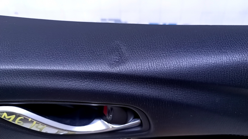 Door trim card front right Mazda 6 16-17 grand touring black with black insert leather, armrest black leather with red stitching, BOSE, chrome insert, scratches, dents, abrasions
