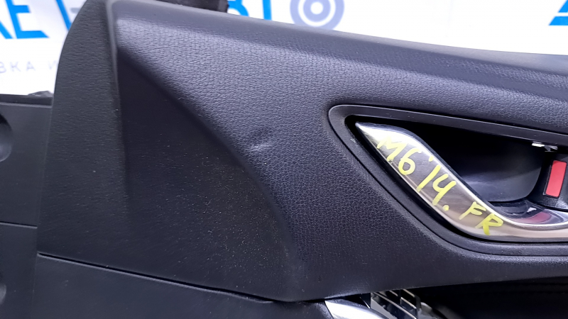 Door trim card front right Mazda 6 16-17 grand touring black with black insert leather, armrest black leather with red stitching, BOSE, chrome insert, scratches, dents, abrasions
