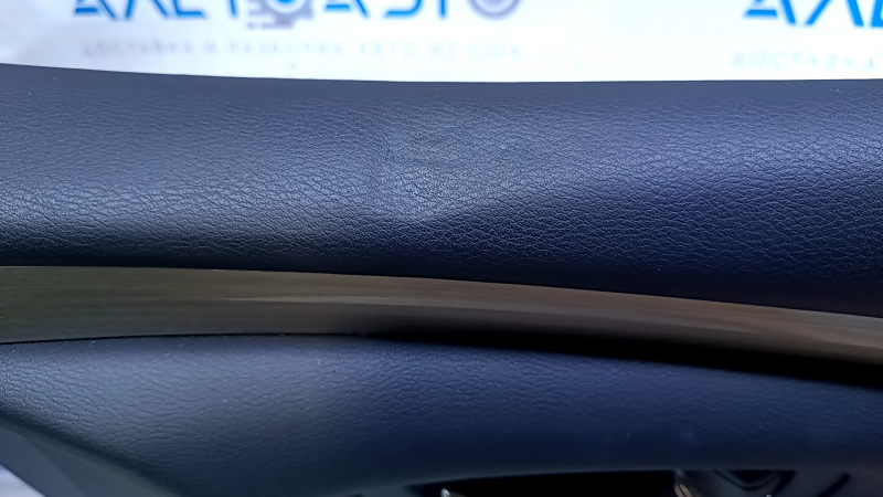 Door trim card front right Nissan Murano z52 15-17 black with brown insert leather, armrest brown leather, molding gray gloss, scratches, pokes, abrasions, dents