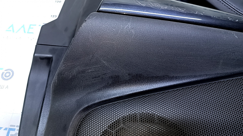 Door trim card front right Mazda CX-9 16- black with black insert leather, armrest black leather, molding gray structure, abrasions, scratches, scuffs, for dry cleaning, broken fasteners