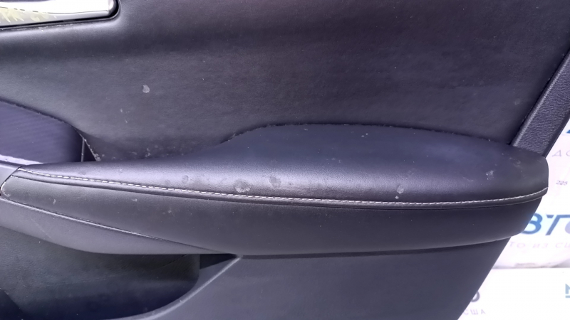 Door trim card front right Nissan Sentra 20- black with black insert leather, armrest black leather, scratches, abrasions, dent, for dry cleaning