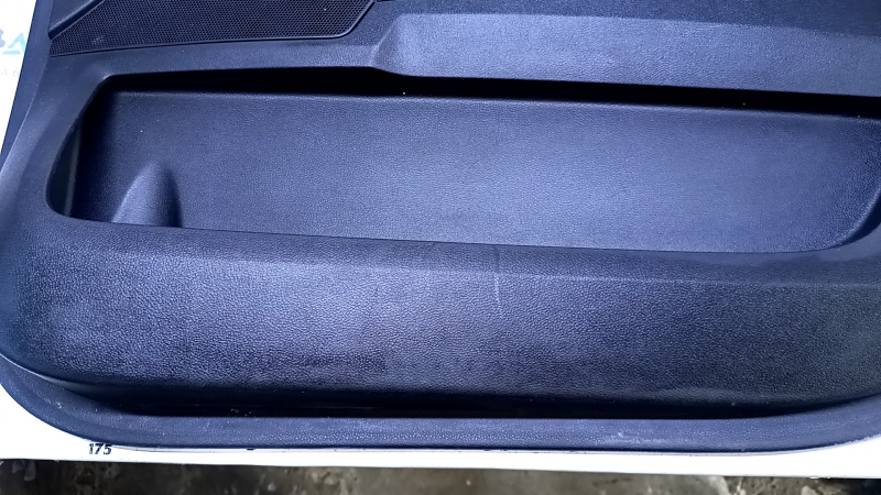 Door trim card front right GMC Terrain 12-17 black with black insert leather, armrest black leather, red stitching, scuffs, scratches