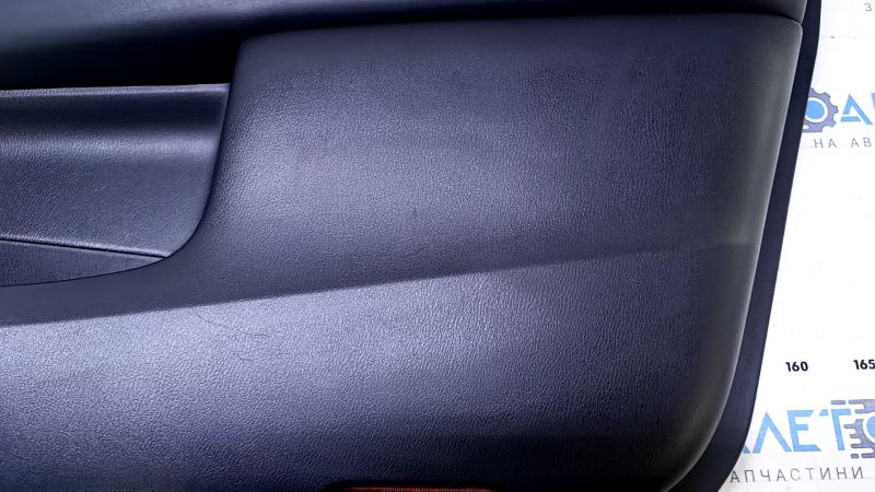 Door trim card front right Infiniti JX35 QX60 13- black with black insert leather, armrest black leather, molding for light wood gloss, dents, scratches, abrasions
