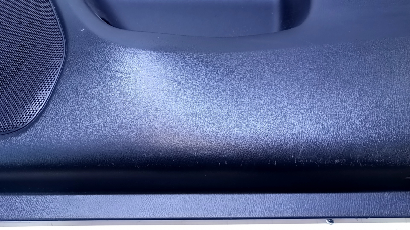 Door trim card front right Infiniti JX35 QX60 13- black with black insert leather, armrest black leather, molding for light wood gloss, dents, scratches, abrasions