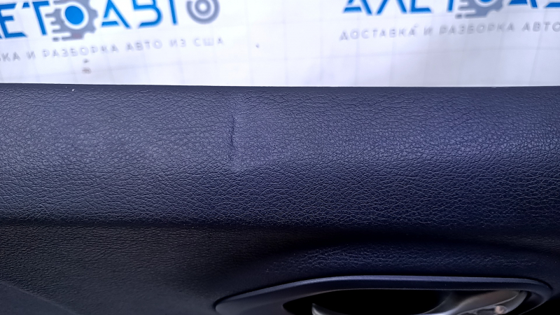 Door trim card front right Jeep Cherokee KL 14-18 black with black insert leather, armrest black leather, molding dark wood structure, scratches, abrasions, dents
