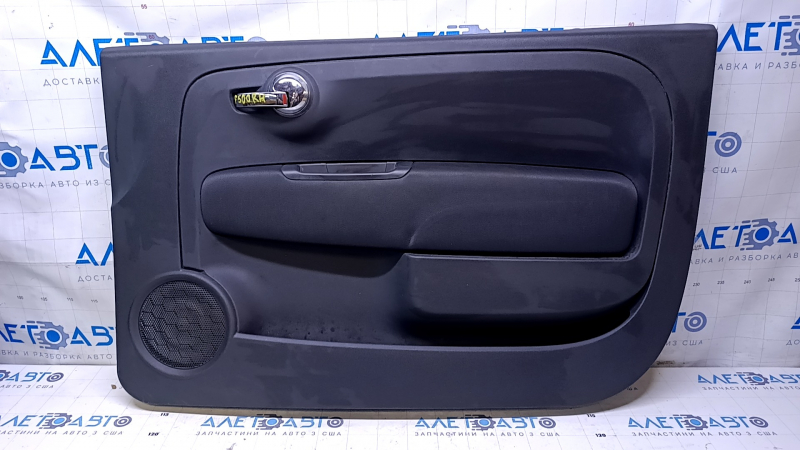 Door trim card front right Fiat 500 12-17 black with black insert plastic, armrest black cloth, scratches, abrasions