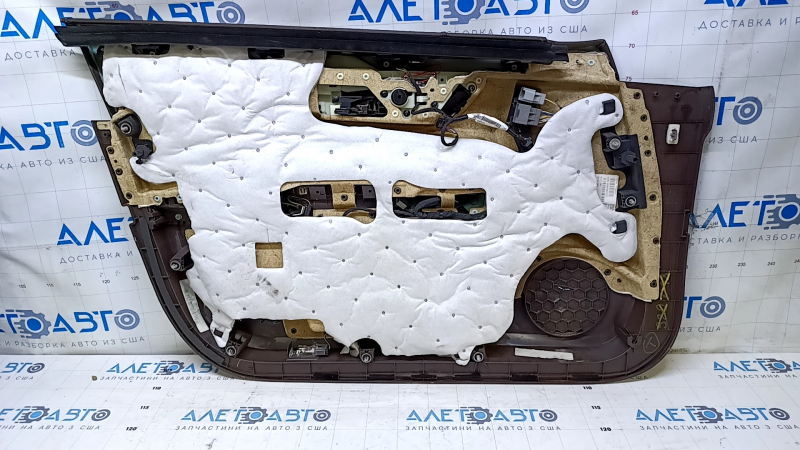Door trim card front right Cadillac ATS 13- brown with gray insert leather, armrest brown leather, molding light wood gloss, BOSE, scuffs, cracked leather, dents, bumps, abrasions,