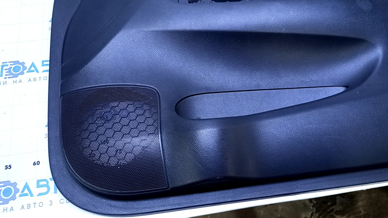 Door trim card front right Nissan Sentra 13-19 black with black insert cloth, armrest black leather, molding black gloss, abrasions, scratches, abrasions
