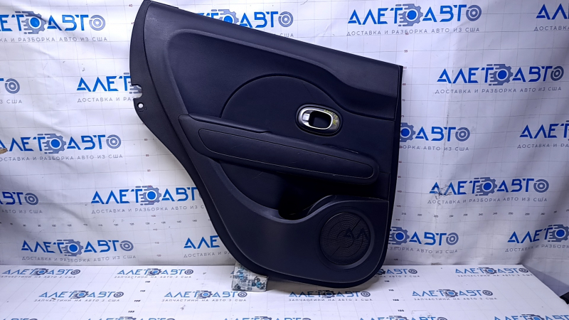 Door trim card rear left Kia Soul 14-19 black with black insert cloth, armrest black leather, scratches, abrasions