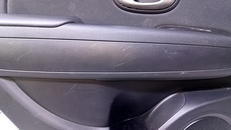 Door trim card rear left Kia Soul 14-19 black with black insert cloth, armrest black leather, scratches, abrasions