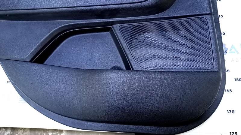Door trim card rear left Kia Optima 16- black with black insert leather, armrest black leather, scratches, dent, abrasions