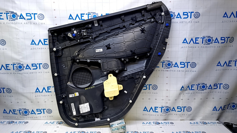 Door trim card rear left Hyundai Tucson 16-18 black with black insert plastic, armrest black leather, scratches, abrasions, scratches