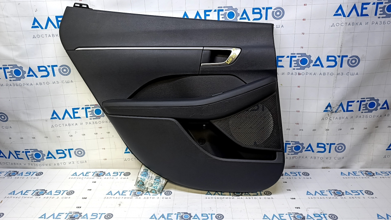 Door trim card rear left Hyundai Sonata 20- black with black insert plastic, armrest black leather, molding gray structure, scratches, abrasions
