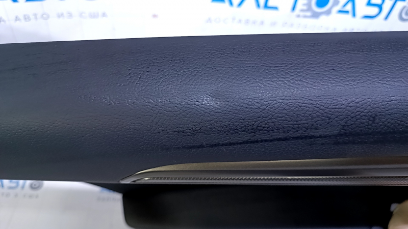 Door trim card rear left Ford Fusion mk5 17-19 black with black insert cloth, armrest black leather, molding gray structure, scuffs, dents