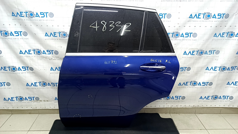 Door assembly rear left Mercedes GLC 16-22 SUV, blue 896, keyless, bumpers