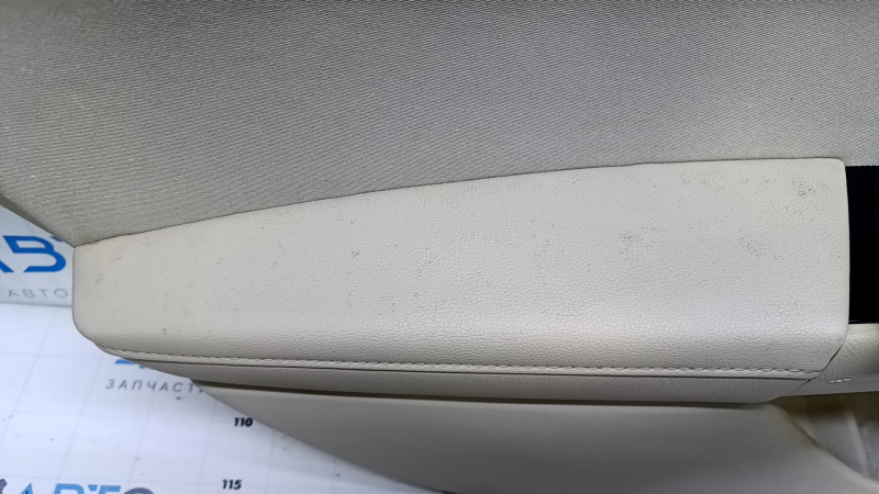 Door trim card rear left Ford Fusion mk5 13-16 beige with beige insert cloth, armrest beige leather, molding gray structure, dent, scuffs, scratches, for dry cleaning