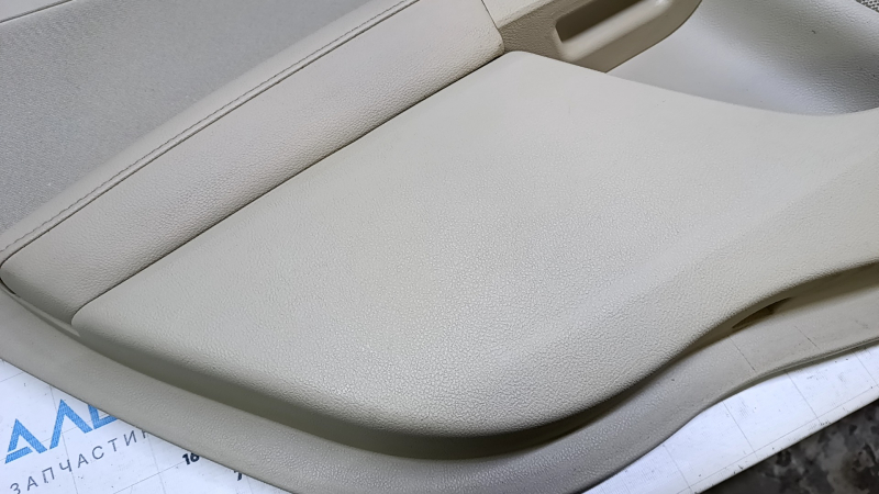 Door trim card rear left Ford Fusion mk5 13-16 beige with beige insert cloth, armrest beige leather, molding gray structure, dent, scuffs, scratches, for dry cleaning