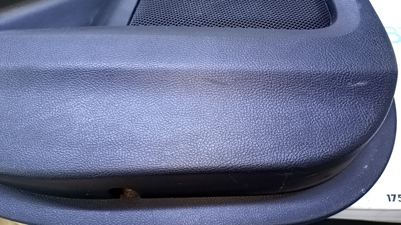Door trim card rear left Ford Edge 15-18 black with beige insert leather, armrest black leather, scratches, abrasions, scuffs, dents