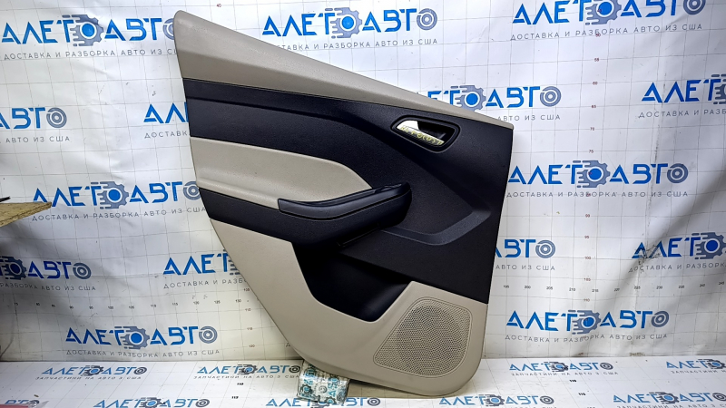 Door trim card rear left Ford Focus mk3 11-18 beige, with black insert plastic, armrest beige plastic, scratches, abrasions