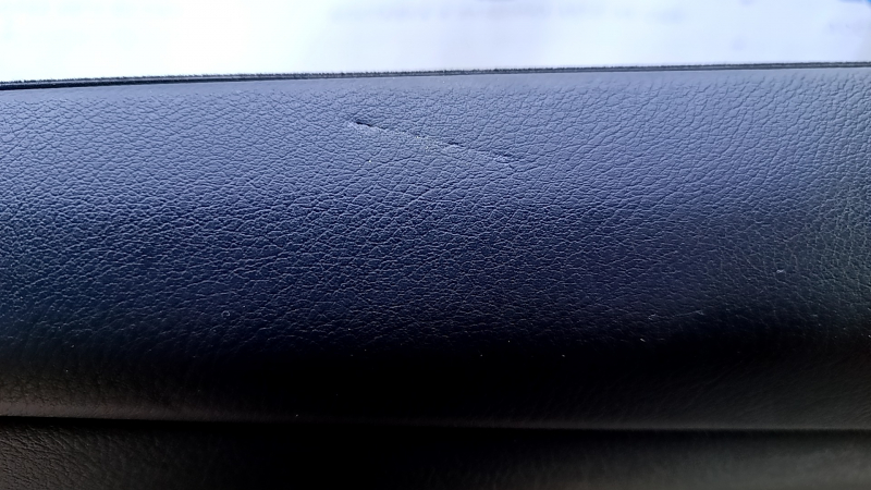 Door trim card rear left Lexus RX350 RX450h 10-15 black with black insert leather, armrest black leather, dents, bumps, scratches, abrasions