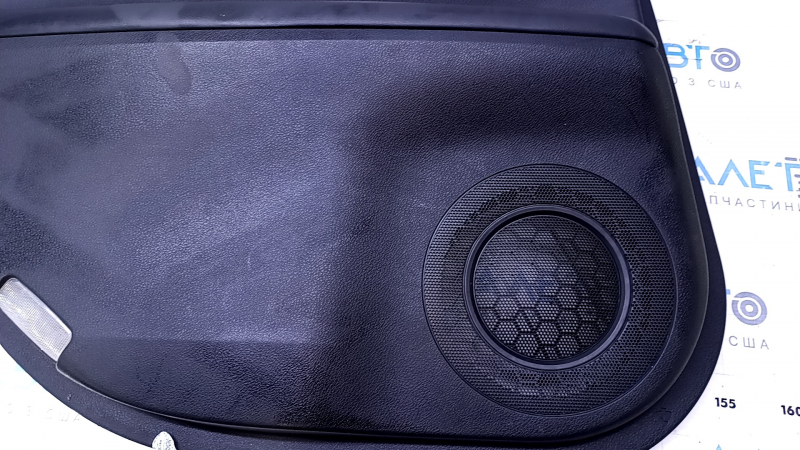 Door trim card rear left Lexus ES300h ES350 13-18 black with black insert leather, armrest black leather, molding light wood gloss, dents, abrasions, scratches, nicks