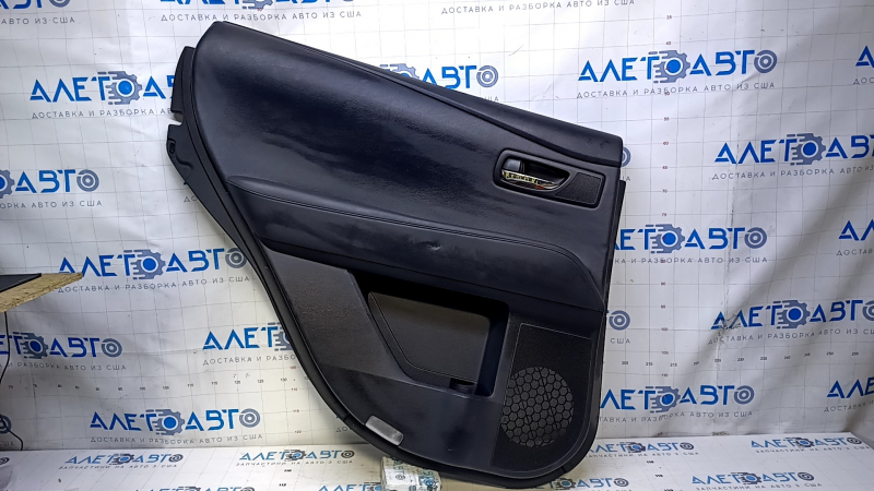 Door trim card rear left Lexus RX350 RX450h 10-15 black with black insert leather, armrest black leather, dents, scuffs, scratches, abrasions