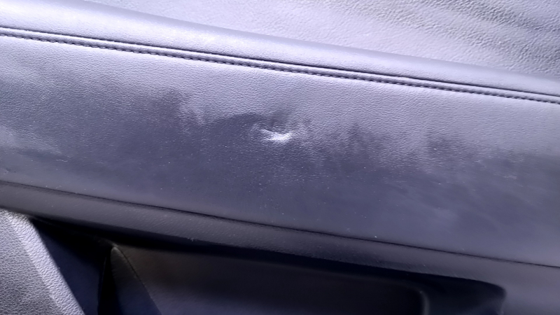 Door trim card rear left Lexus RX350 RX450h 10-15 black with black insert leather, armrest black leather, dents, scuffs, scratches, abrasions