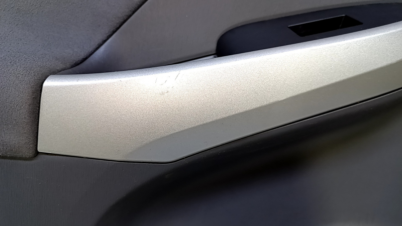 Door trim card rear left Toyota Prius 30 10-15 dark gray with dark gray insert cloth, armrest dark gray cloth, broken fasteners, scratches, abrasions