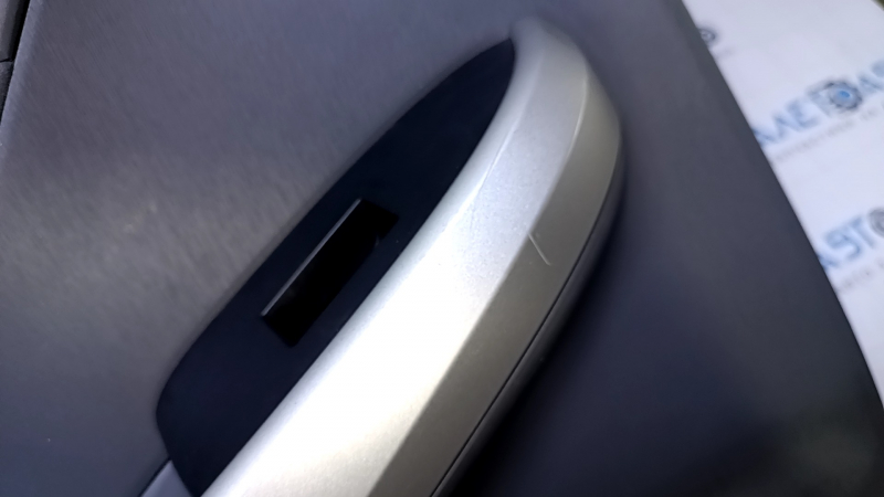 Door trim card rear left Toyota Prius 30 10-15 dark gray with dark gray insert cloth, armrest dark gray cloth, broken fasteners, scratches, abrasions