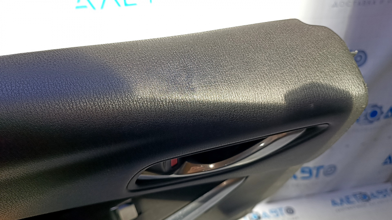 Door trim card rear left Mazda 6 13-15 Sport black with black insert leather, armrest black leather, molding gray gloss, bumps, dents, scratches, abrasions