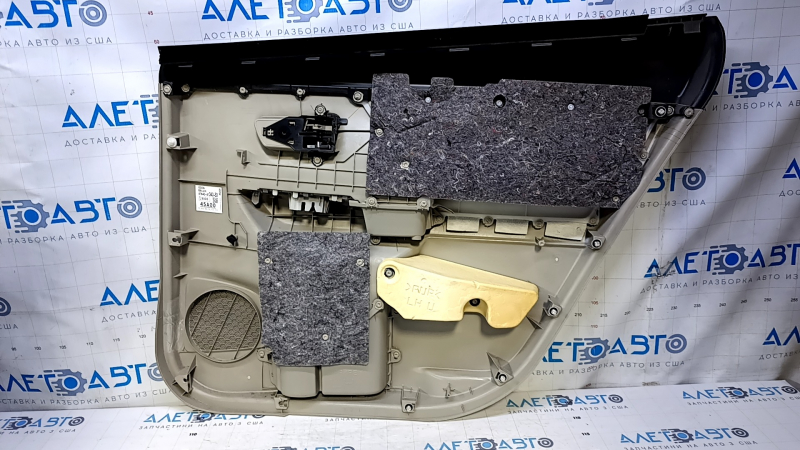 Door trim card rear left Toyota Prius V 12-17 beige with beige insert cloth, armrest beige cloth, scuffs, scratches, for dry cleaning