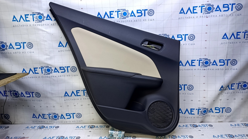 Door trim card rear left Toyota Prius 50 16- gray with beige insert leather, armrest beige leather, scuffs, scratches