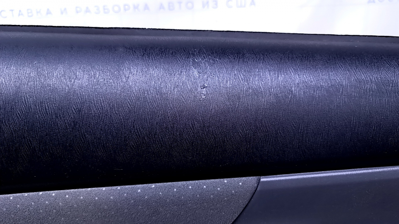 Door trim card rear left Toyota Prius V 12-17 dark gray with dark gray insert cloth, armrest dark gray cloth, scuffs, scratches, dents, pokes, nicks