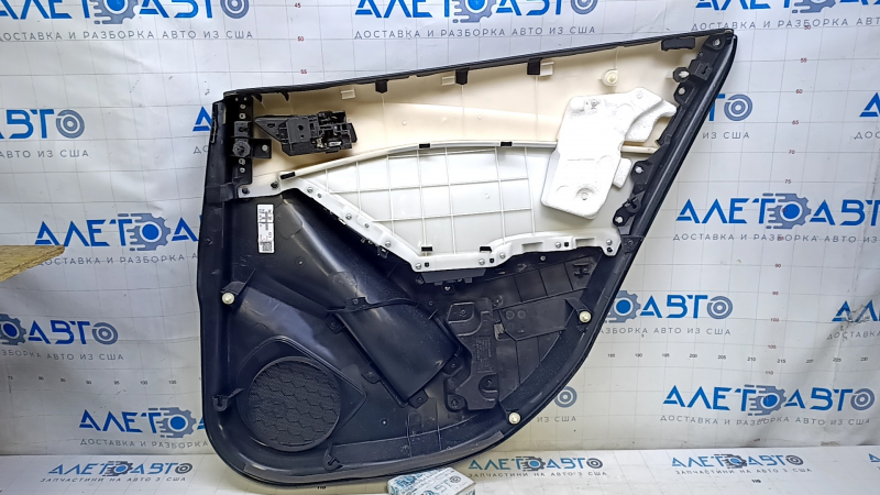 Door trim card rear left Mazda 6 13-15 Touring black with black insert leather, armrest black leather, molding gray gloss, scratches, abrasions, dent