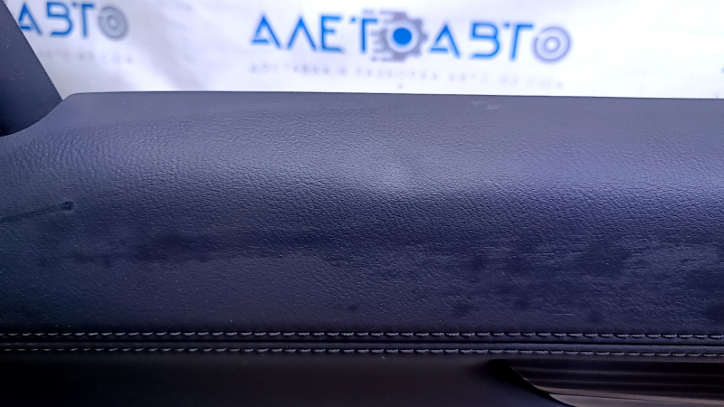 Door trim card rear left Mazda CX-5 17- with black insert leather, armrest leather gray, molding gray structure, butt, dent, abrasions, scratches