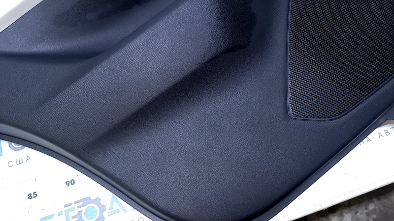 Door trim card rear left Mazda CX-5 17- with black insert leather, armrest leather gray, molding gray structure, butt, dent, abrasions, scratches