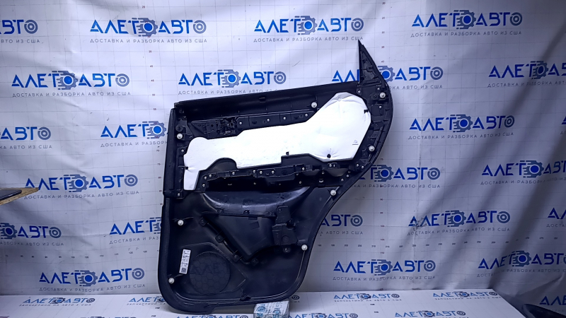 Door trim card rear left Mazda CX-5 17- with black insert leather, armrest leather gray, molding gray structure, butt, dent, abrasions, scratches