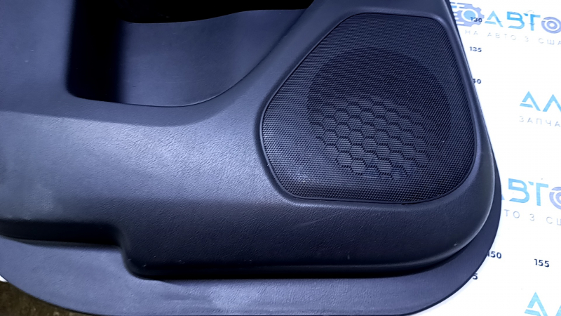 Door trim card rear left Nissan Pathfinder 13-20 black with black insert leather, armrest black leather, handles gray structure, scratches, abrasions, scuffs, dents