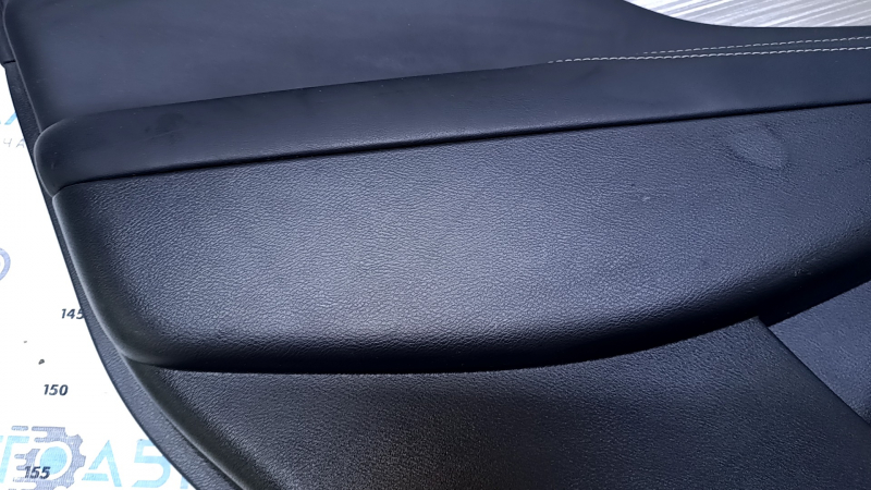 Door trim card rear left Nissan Murano z52 15-18 black with black insert leather, armrest black leather, molding gray gloss, dents, abrasions, scratches, bump