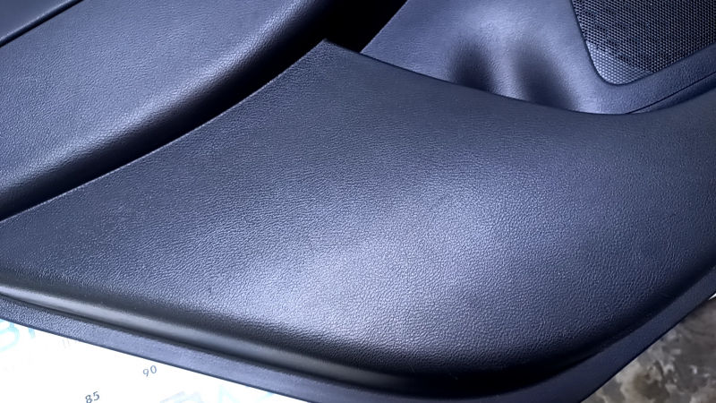 Door trim card rear left Nissan Murano z52 15-18 black with black insert leather, armrest black leather, molding gray gloss, dents, abrasions, scratches, bump