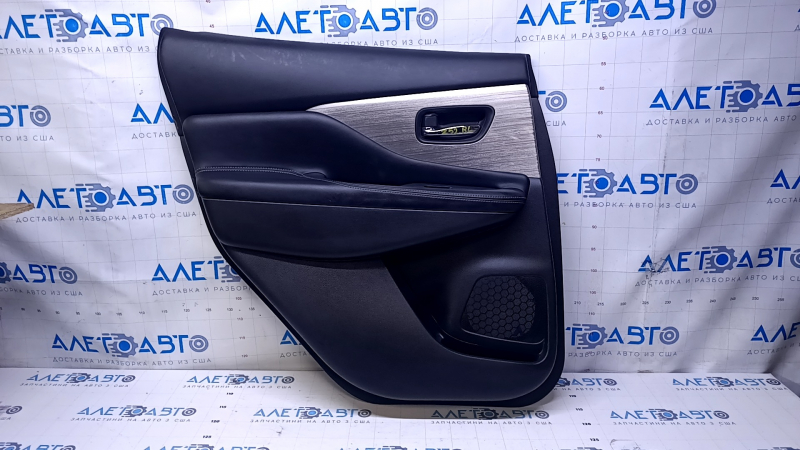 Door trim card rear left Nissan Murano z52 15-18 black with black insert leather, armrest black leather, molding gray gloss, dents, abrasions, scratches