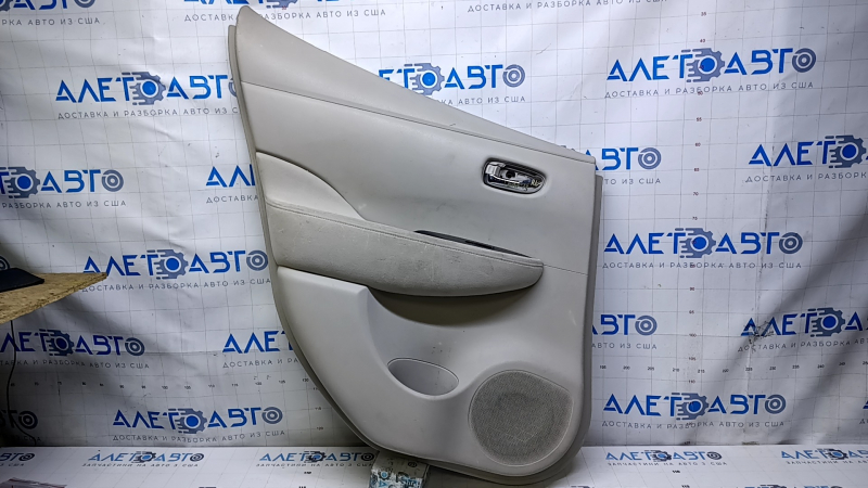 Door trim card rear left Nissan Leaf 13-17 gray with gray insert plastic, armrest gray cloth, scratches, abrasions, whitened plastic, for dry cleaning