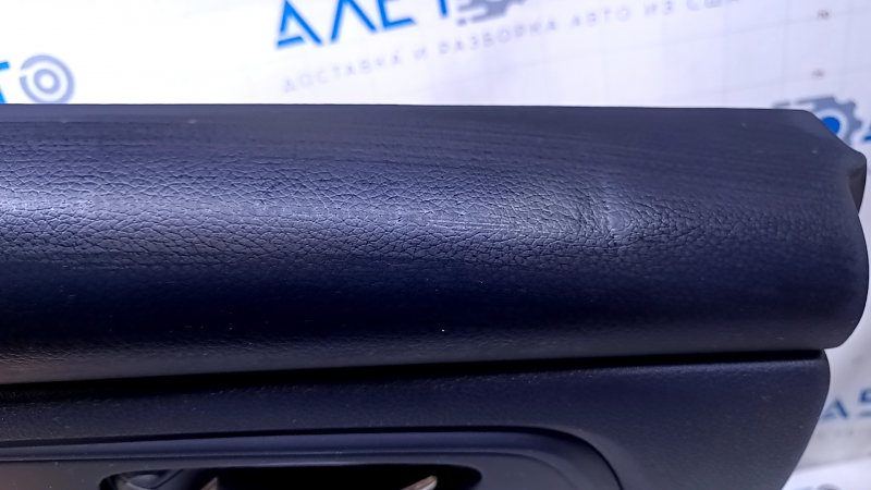 Door trim card rear left Nissan Altima 13-18 black with black insert leather, armrest black leather, molding black matte, scratches, dents, abrasions