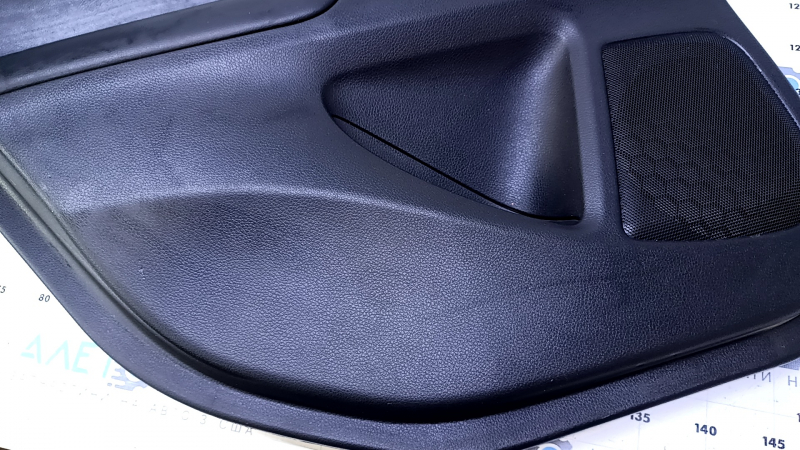 Door trim card rear left Nissan Altima 13-18 black with black insert leather, armrest black leather, molding black matte, scratches, dents, abrasions