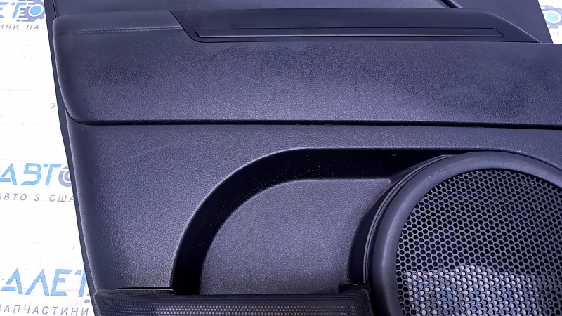 Door trim card rear left Jeep Compass 11-16 black with black insert plastic, armrest black plastic, scratches, abrasions
