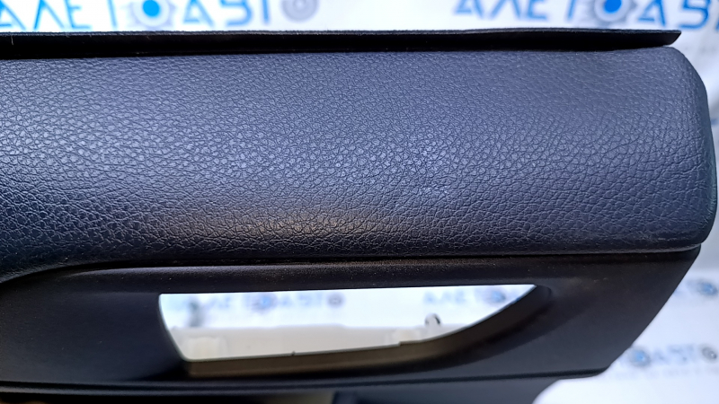Door trim card rear left Subaru XV Crosstrek 13-17 black with black insert leather, armrest black rubber, scratches, abrasions, bumps, dents