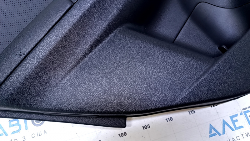 Door trim card rear left Subaru XV Crosstrek 13-17 black with black insert leather, armrest black rubber, scratches, abrasions, bumps, dents