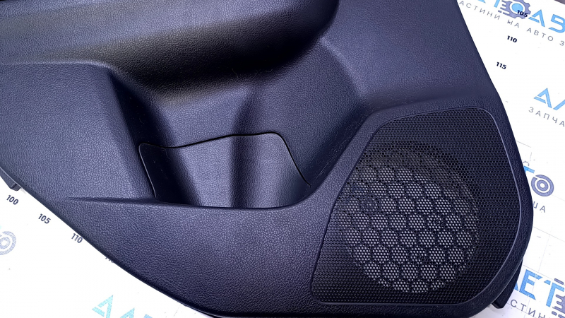 Door trim card rear left Subaru XV Crosstrek 13-17 black with black insert leather, armrest black rubber, scratches, abrasions, bumps, dents
